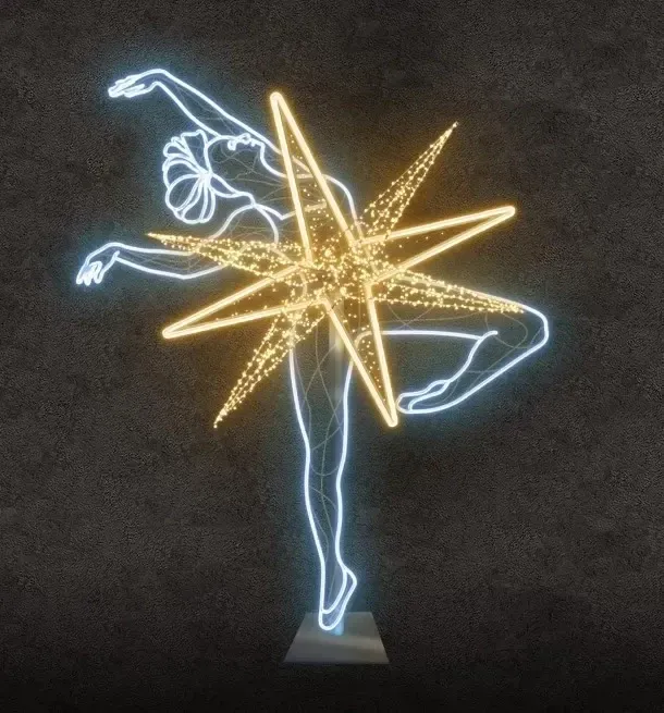 Eco Fix 2D LED Light Ballerina III, 190 × 225 cm, blanc chaud et glacé, debout, impression 3D