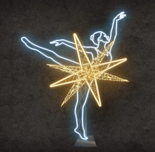 Eco Fix 2D LED light ballet IV, 205 × 240 cm, blanc chaud et glacé, sur pied, impression 3D