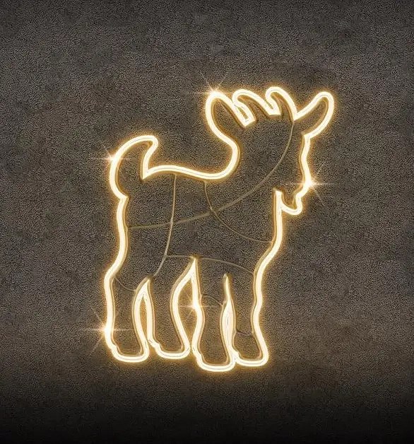 Chèvre lumineuse Eco Fix 2D LED, suspendue, 92 × 118 × 3 cm, blanc chaud, imprimée en 3D, dorée