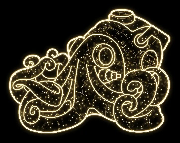 Eco Fix Pieuvre lumineuse à LED 2D, 145 × 190 cm, blanc chaud, sur pied, imprimée en 3D, aluminium