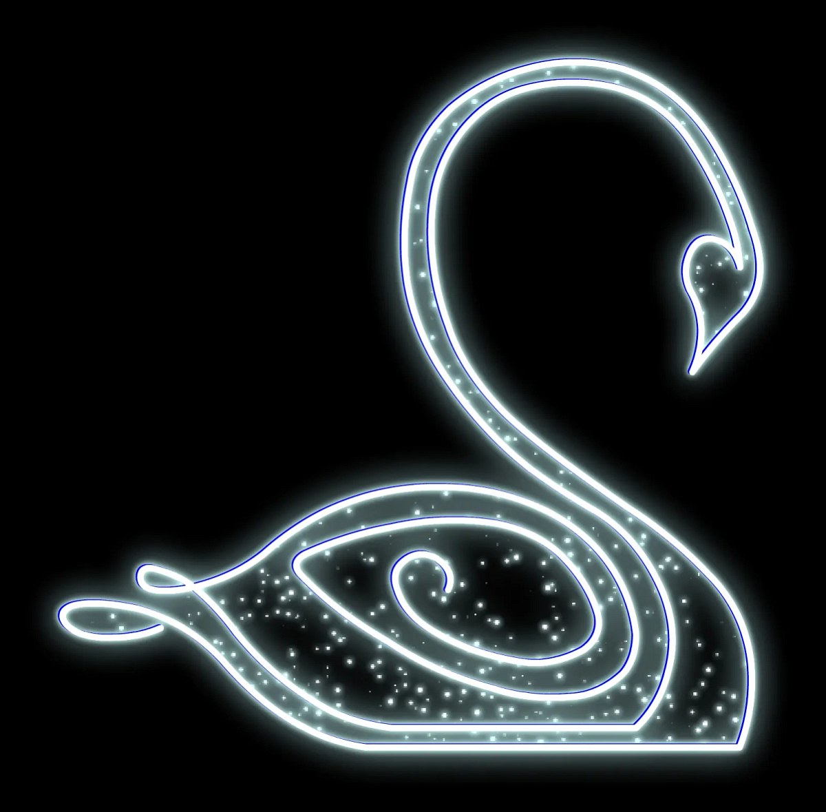 Eco Fix 2D LED light swan, 207 × 206 × 60 cm, blanc glacé, debout, imprimé en 3D, aluminium