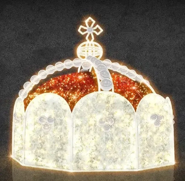 Easy Fix 2D LED Crown Moravian, 210 × 230 cm, blanc chaud, sur pied, aluminium