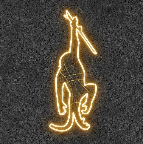 Eco Fix Singe lumineux 2D LED, suspendu, suspendu, 60 × 144 × 3 cm, blanc chaud, imprimé en 3D, doré