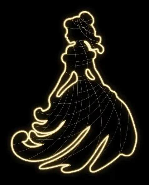 Easy Fix 2D LED light princesse, 155 × 185 × 60 cm, blanc chaud, sur pied, impression 3D