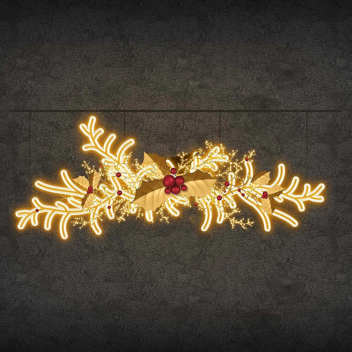 Easy Fix Branche lumineuse 2D LED, suspendue, 245 × 100 × 15 cm, blanc chaud, imprimée en 3D, dorée