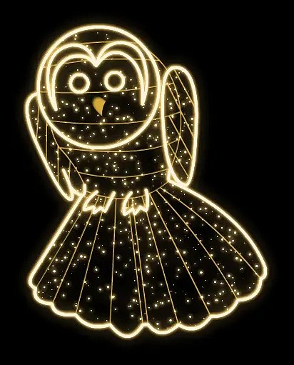 Eco Fix Hibou LED 2D, suspendu, 130 × 165 × 5 cm, blanc chaud, imprimé en 3D, doré