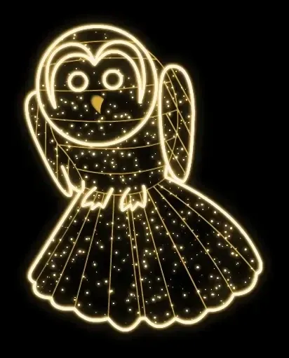 Eco Fix Hibou LED 2D, suspendu, 130 × 165 × 5 cm, blanc chaud, imprimé en 3D, doré