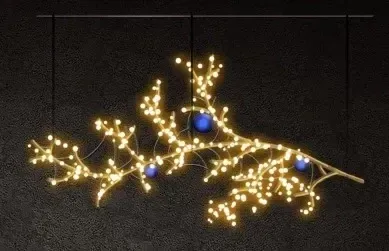 Eco Fix Branche lumineuse 2D LED, 182 × 97 × 10 cm, blanc chaud, suspension, impression 3D