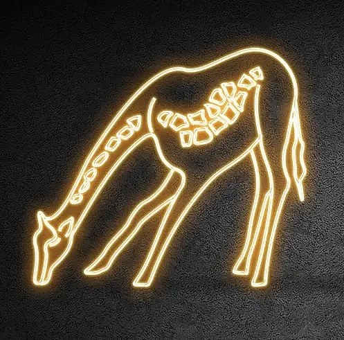 Eco Fix 2D LED light girafe, fontaine, 249 × 217 cm, blanc chaud, sur pied, imprimé en 3D, aluminium
