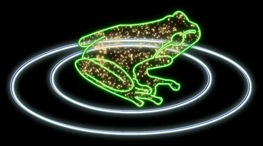 Grenouille lumineuse 2D LED, colorée, 120 × 160 × 60 cm, debout, impression 3D