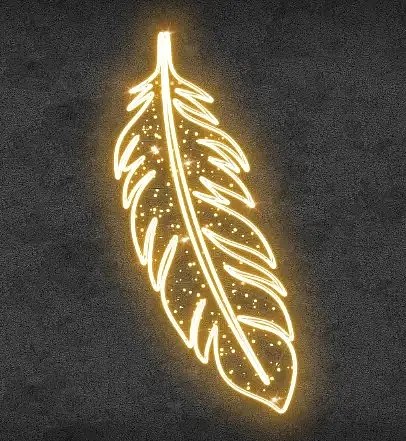 Plume lumineuse 2D LED, 145 × 105 cm, blanc chaud, suspendue, impression 3D