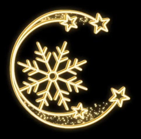 Lampe LED 2D demi-cercle, flocon de neige avec étoiles, suspension Ø 200 cm, blanc chaud, aluminium