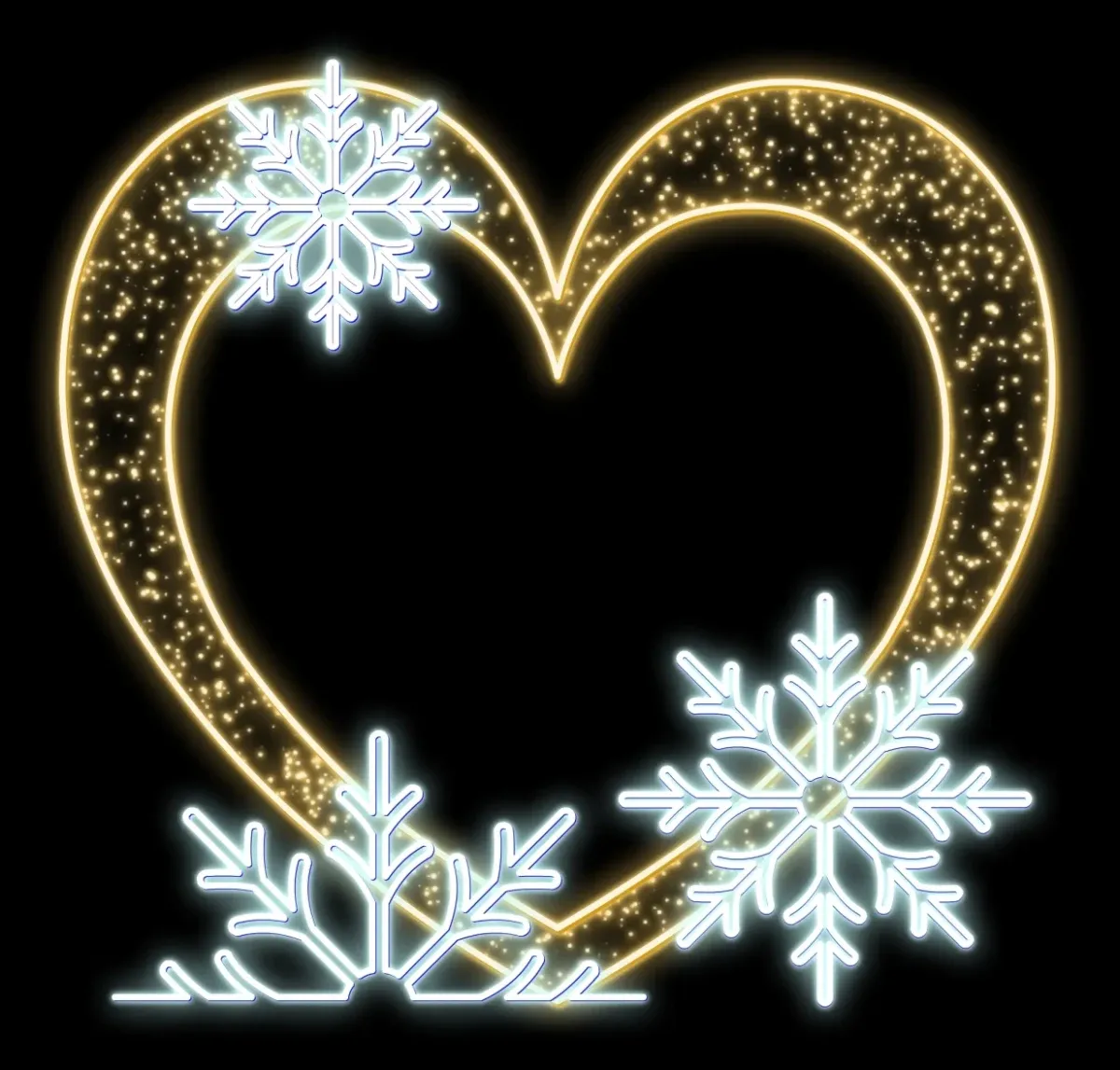 Eco Fix Coeur lumineux 2D LED, 240 × 225 cm, blanc chaud et glacé, sur pied, aluminium
