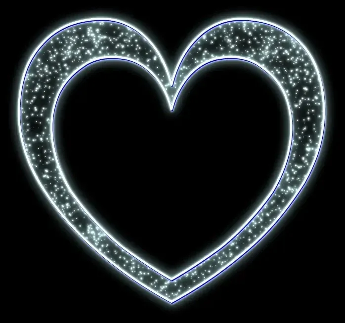 Coeur lumineux 2D LED, 245 × 225 cm, blanc glacé, debout, aluminium