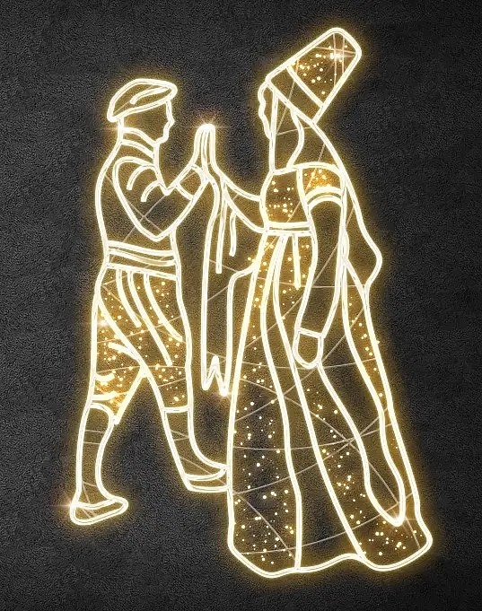 Eco Fix 2D danseuses lumineuses LED II, 205 × 145 cm, blanc chaud, debout, impression 3D