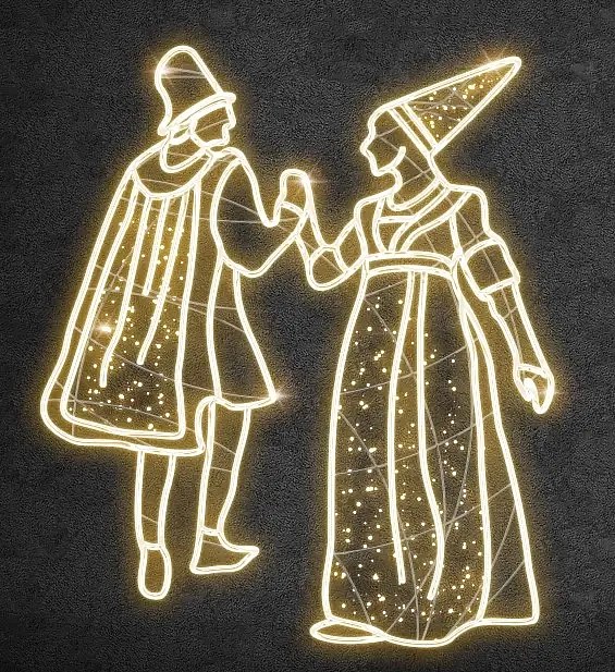 Danseuses lumineuses Eco Fix 2D LED, 173 × 210 × 60 cm, blanc chaud, debout, impression 3D