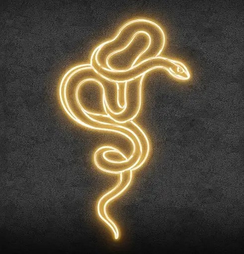 Eco Fix Serpent lumineux 2D LED, clic, suspendu, 89 × 146 × 4 cm, blanc chaud, imprimé en 3D, doré