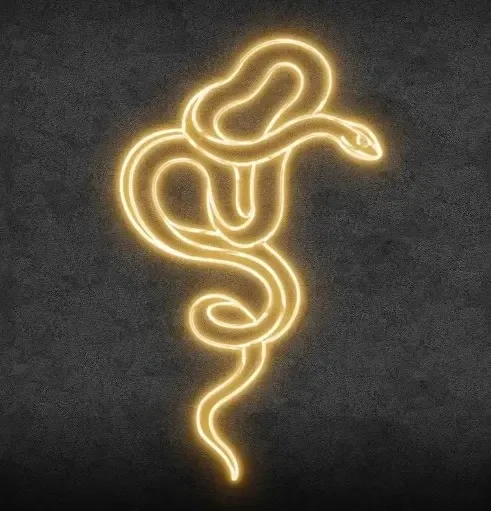 Eco Fix Serpent lumineux 2D LED, clic, suspendu, 89 × 146 × 4 cm, blanc chaud, imprimé en 3D, doré