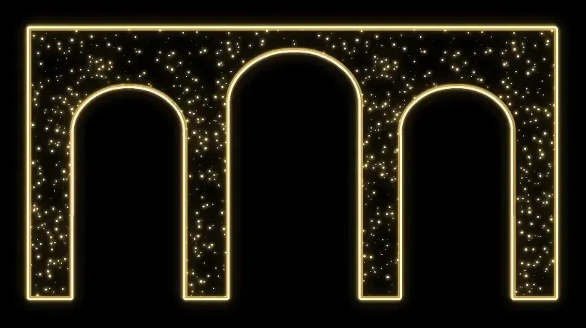 Eco Fix Décor lumineux 2D LED avec arches, 400 × 220 cm, blanc chaud, sur pied, aluminium