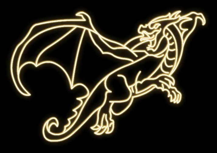 Dragon lumineux 2D LED, 320 x 260 x 60 cm, blanc chaud, 230V, 5 pièces