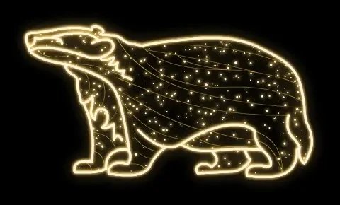 Easy Fix 2D LED light badger, 186 × 102 × 70 cm, blanc chaud, sur pied, imprimé en 3D, aluminium