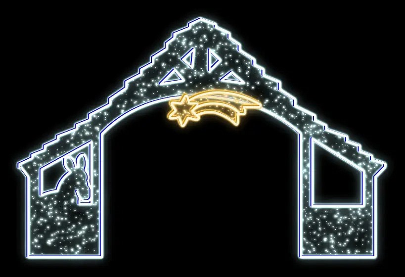 Eco Fix 2D LED motif lumineux stable, 345 × 225 cm, blanc glacé et blanc chaud, sur pied, aluminium