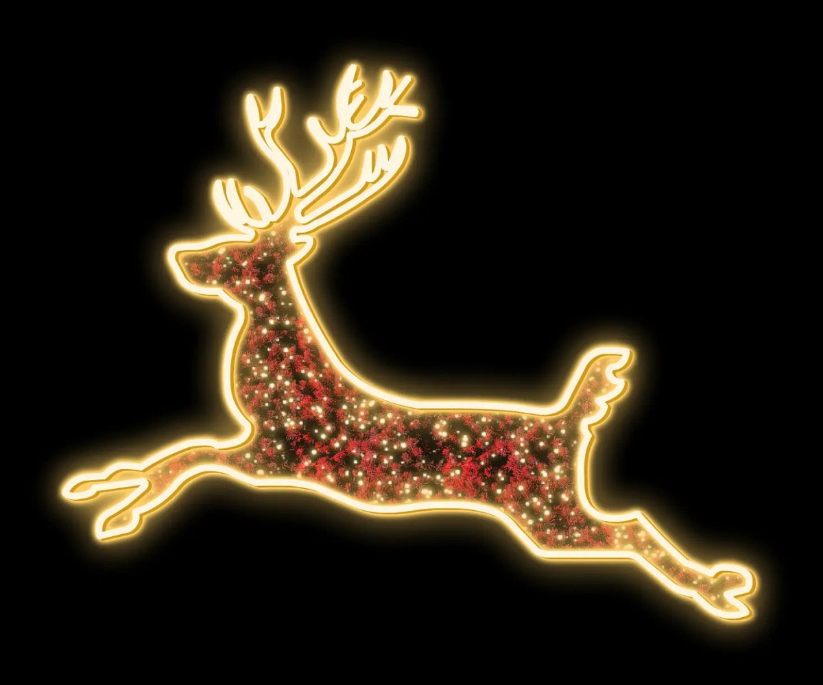 Easy Fix 2D LED motif cerf, suspendu, 375 × 350 × 3 cm, blanc chaud, aluminium, tapis rouge