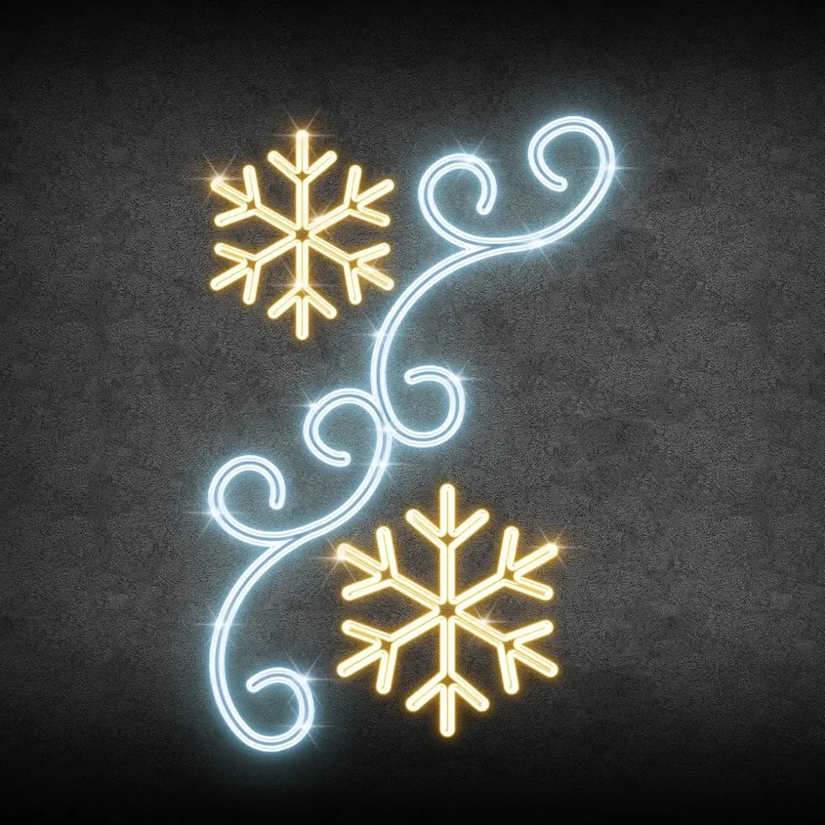 Easy Fix Décor LED 2D flocons de neige et vent pour l'éclairage public, 120 × 300 cm, blanc chaud et glacé, aluminium