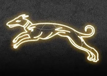 2D LED light dog II, 85 × 150 cm, blanc chaud, debout, impression 3D
