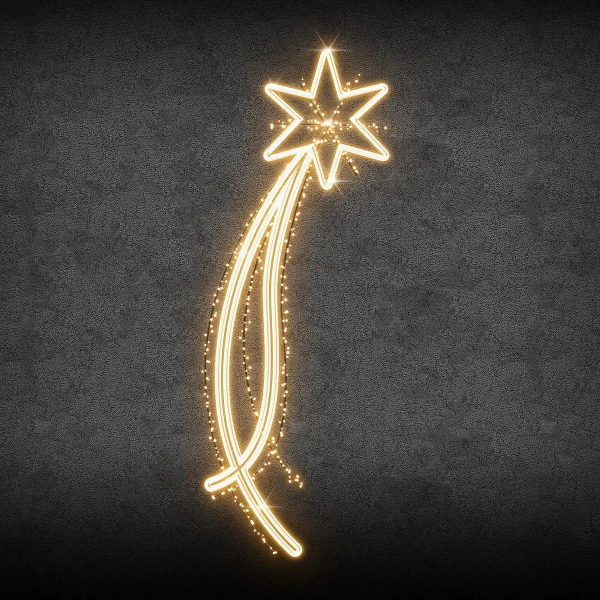 Easy Fix 2D LED comète décorative, 101 × 256 × 2 cm, blanc chaud, décor d'éclairage public, aluminium