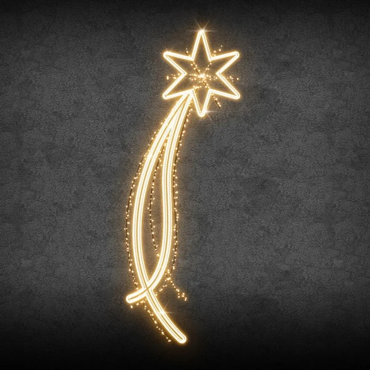 Easy Fix 2D LED comète décorative, 101 × 256 × 2 cm, blanc chaud, décor d'éclairage public, aluminium