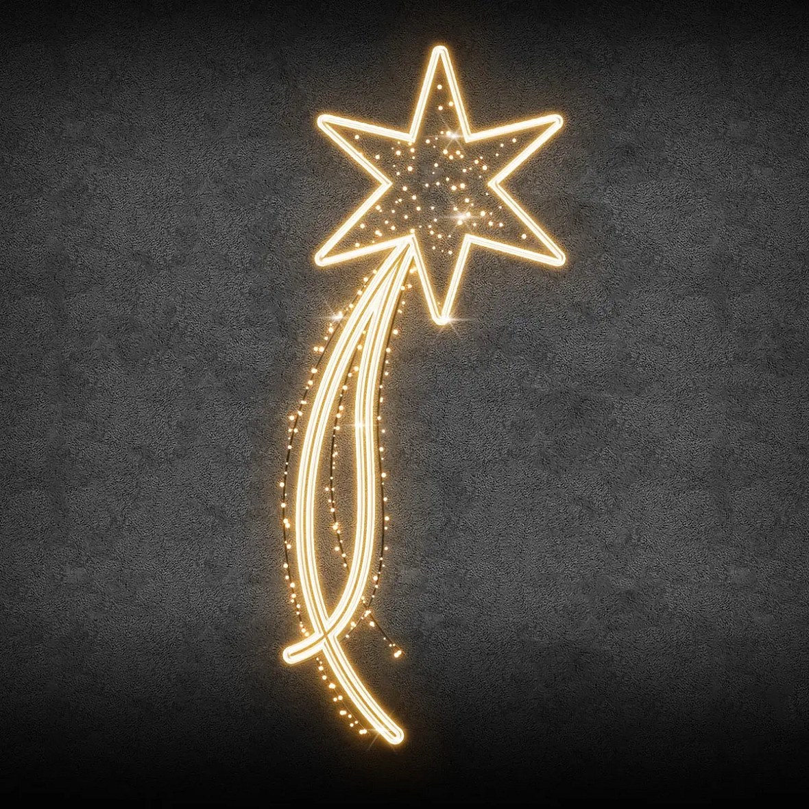 Easy Fix 2D LED comète décorative, 58 × 130 × 2 cm, blanc chaud, décor d'éclairage public, aluminium