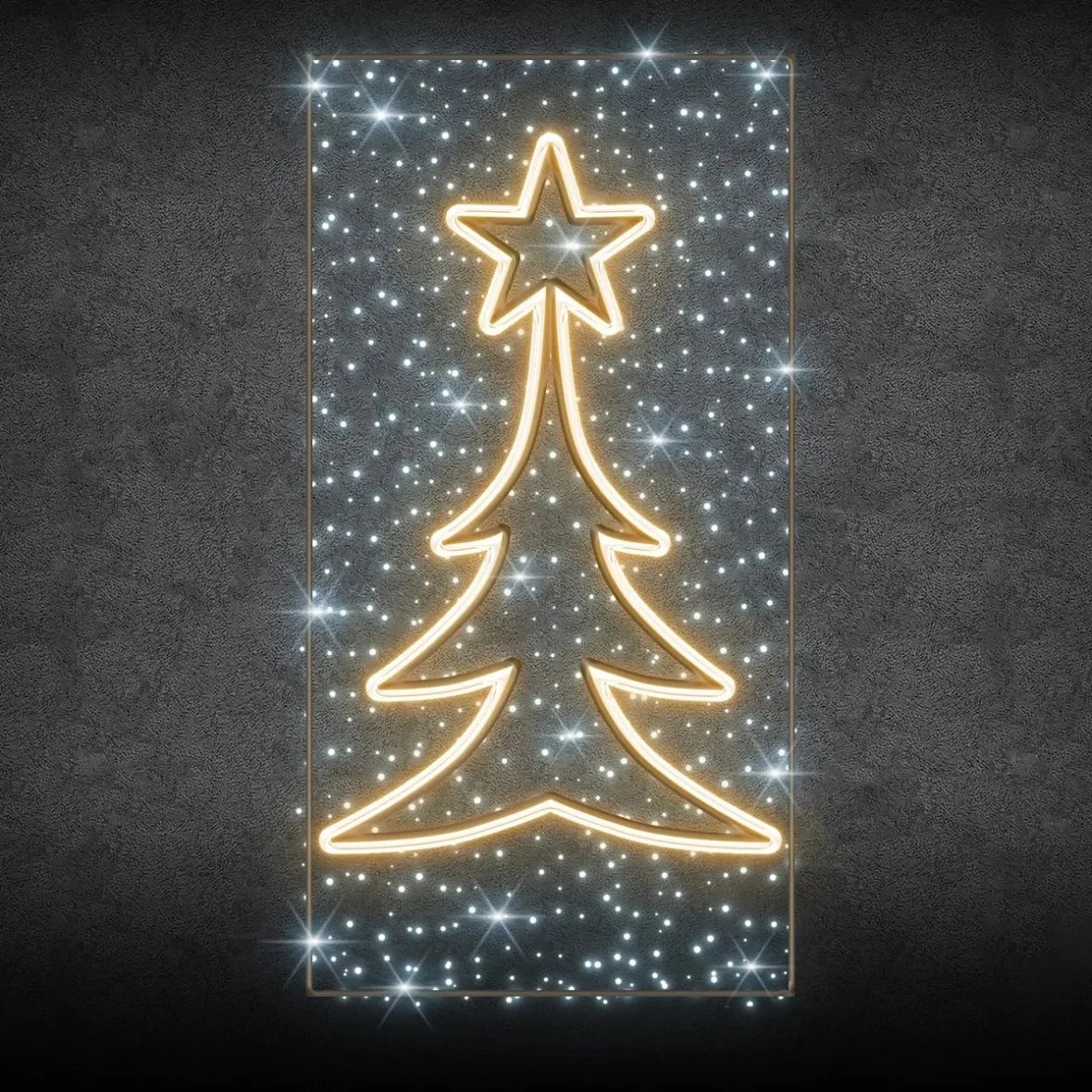 Easy Fix Décor LED 2D pour arbre sur poteau d'éclairage public, 150 × 300 cm, blanc glacé et blanc chaud, aluminium