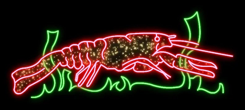 Crabe lumineux 2D LED, 185 × 100 cm, debout, impression 3D