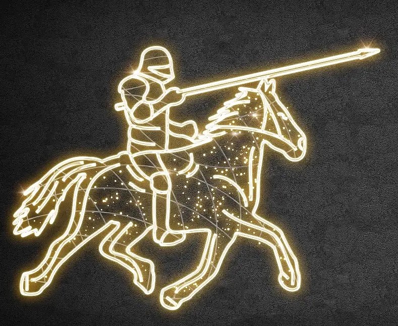 Easy Fix 2D LED light chevalier à cheval, 240 × 310 cm, blanc chaud, debout, impression 3D