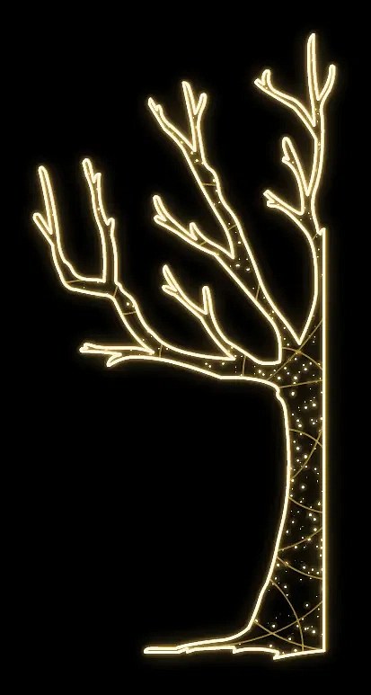 Easy Fix 2D LED tree light, gauche, 120 × 245 × 60 cm, blanc chaud, sur pied, impression 3D