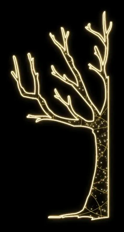 Easy Fix 2D LED tree light, gauche, 120 × 245 × 60 cm, blanc chaud, sur pied, impression 3D