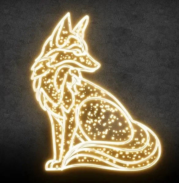 Loup lumineux 2D LED, 140 × 170 cm, blanc chaud, debout, impression 3D