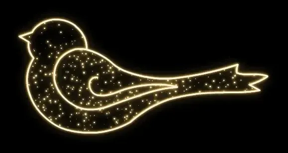 Eco Fix 2D LED « Moineau lumineux », 153 × 333 × 60 cm, blanc chaud, modèle sur pied, aluminium