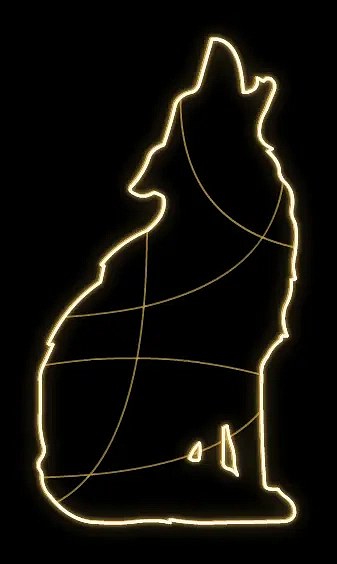 Easy Fix 2D Lumière LED loup hurlant, 110 × 185 × 60 cm, blanc chaud, sur pied, imprimé en 3D, aluminium