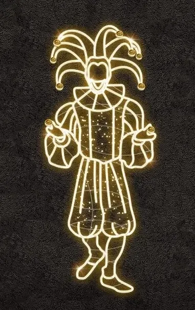 Easy Fix Clown LED 2D, 210 × 90 cm, blanc chaud, sur pied, impression 3D