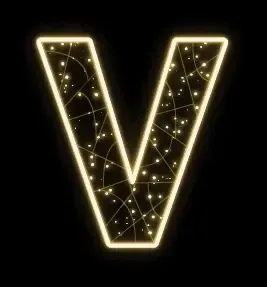 2D LED light letter V, 100 × 120 cm, blanc chaud, 36 V, 22 W, 5 kg, 5 pièces