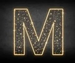 2D LED lettre M, 120 × 120 cm, blanc chaud, 36 V, 13 W, 5 kg, 1 pièce