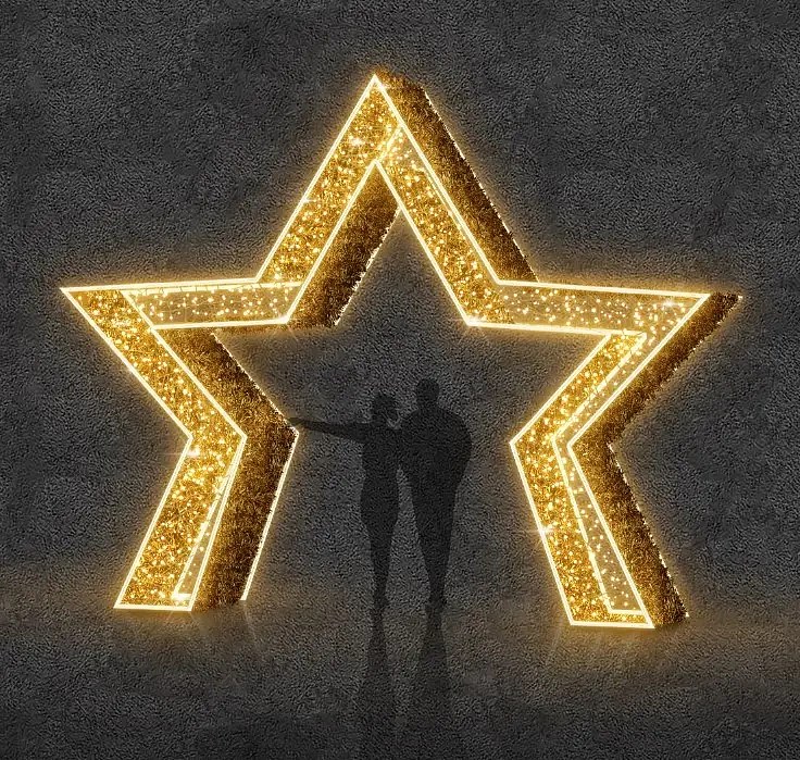 Eco Fix Portail étoilé à LED 3D, 510 × 410 × 75 cm, blanc chaud, aluminium