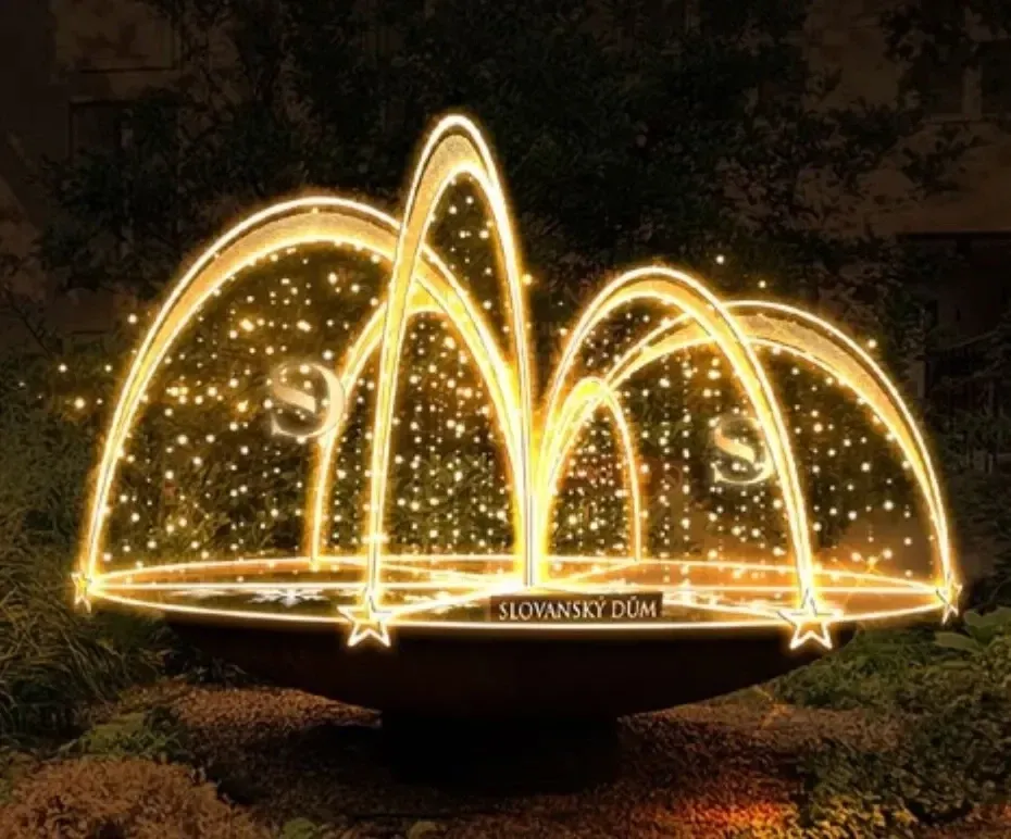 Fontaine lumineuse Easy Fix 3D LED, 165 × 300 cm, blanc chaud avec Flash, sur pied, aluminium