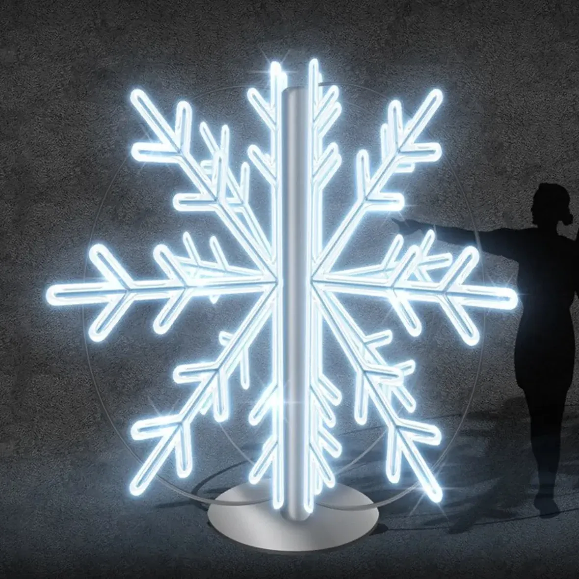 Eco Fix 3D LED flood light 227 × 230 × 227 cm, blanc glacé, sur pied, aluminium