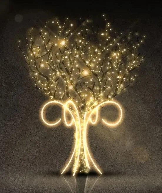 Lampe LED 3D pour arbre à feuilles caduques Al, blanc chaud, aluminium