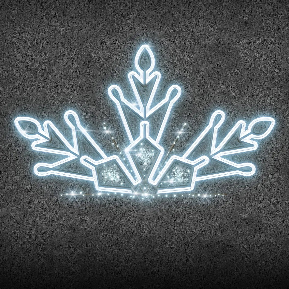 Easy Fix 2D LED demi-flocon lumineux, 150 × 260 cm, blanc glacé avec tresse, décor pour l'éclairage public, aluminium