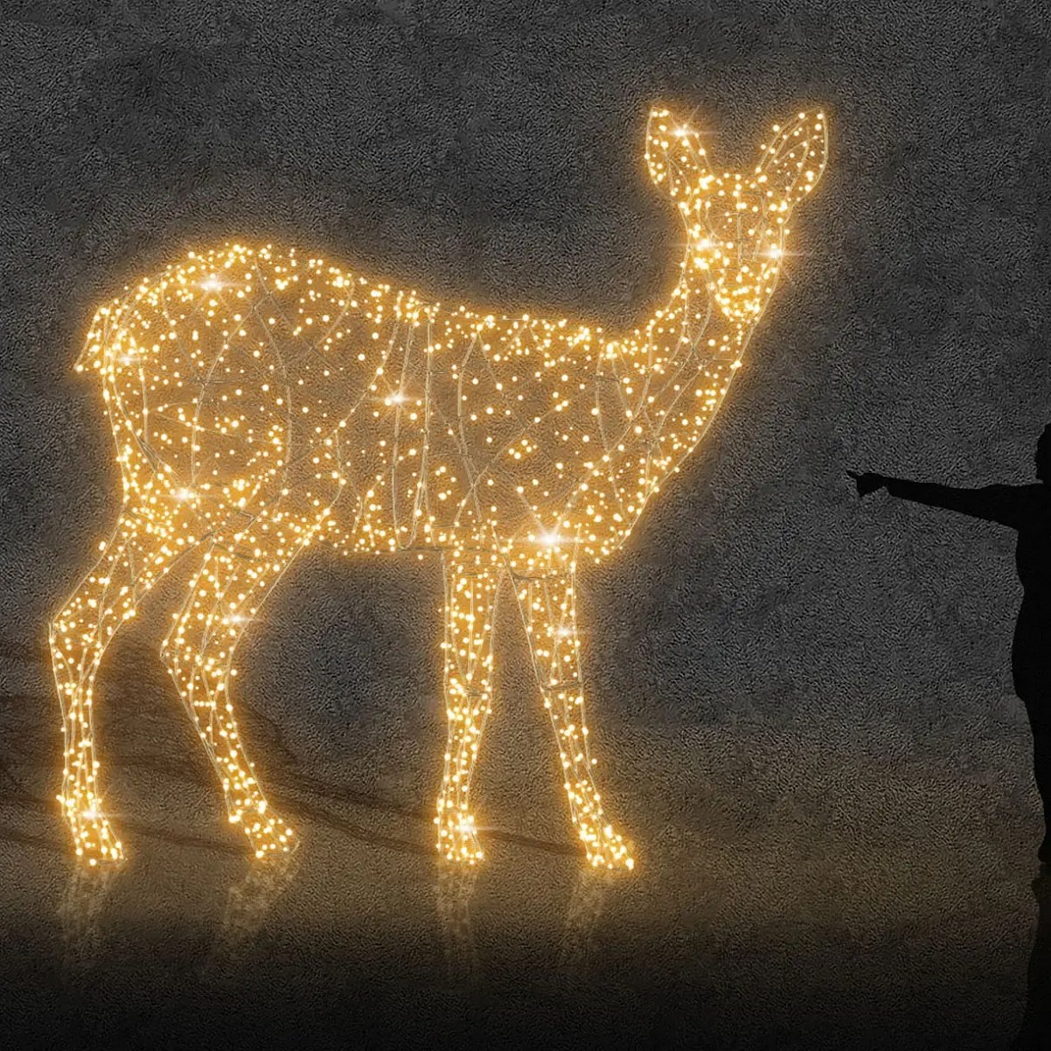 Cerf-volant lumineux Eco Fix 3D LED, 300 × 260 × 80 cm, blanc chaud avec Flash, aluminium