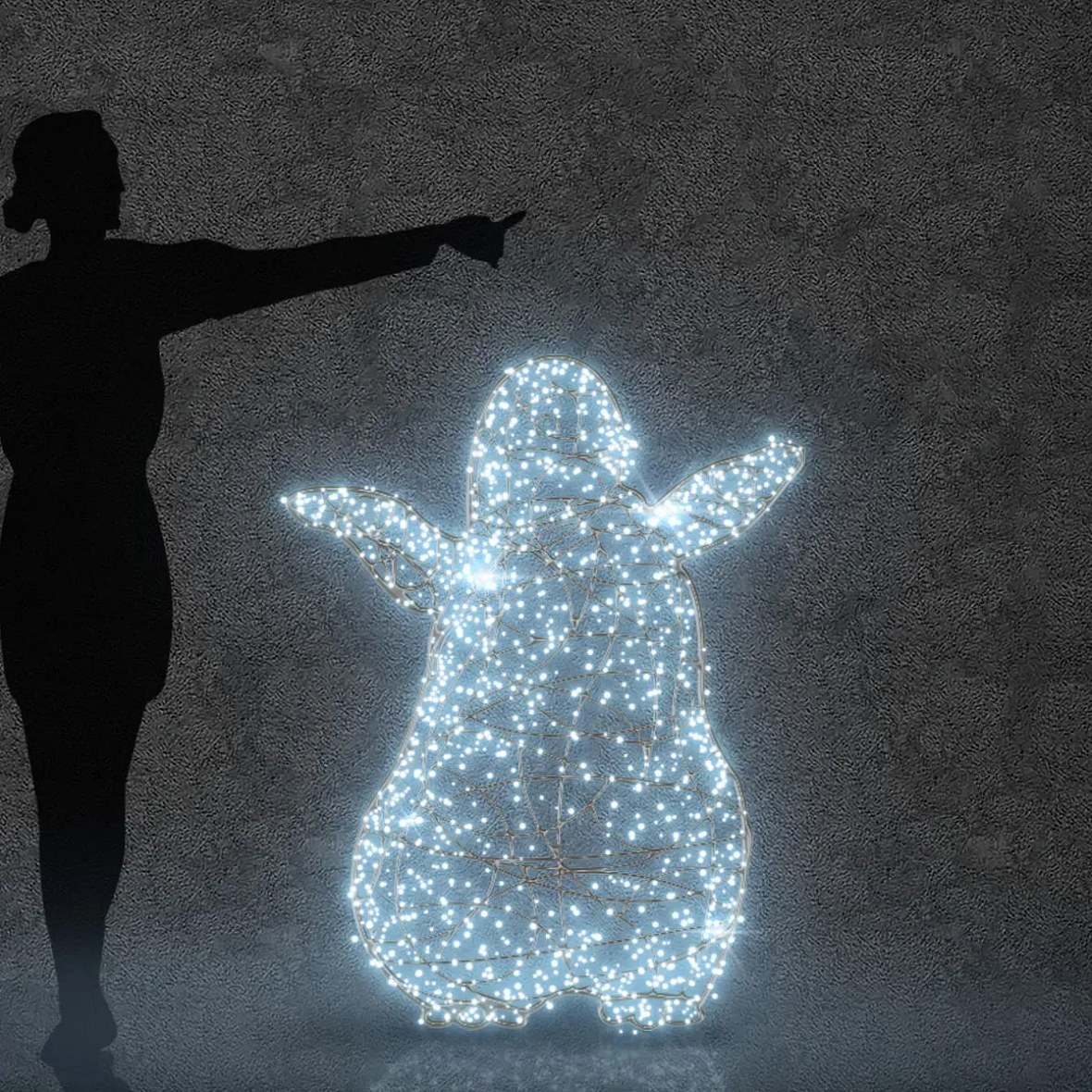 Eco Fix 3D LED baby penguin 120 cm, blanc froid avec Flash, aluminium
